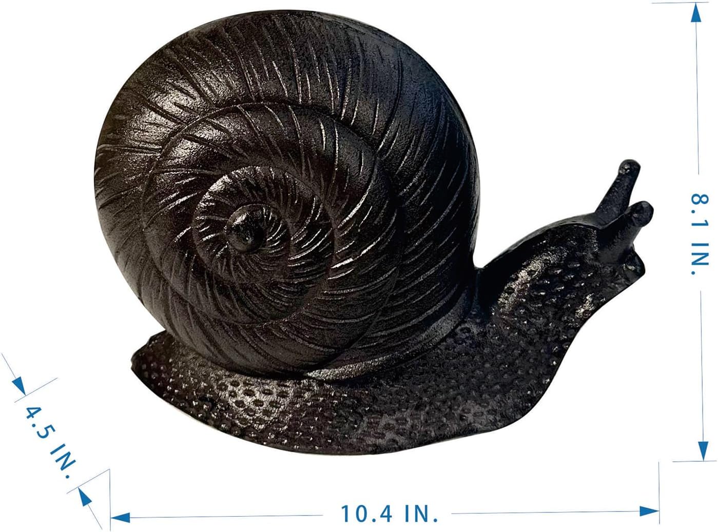 Cast Iron Snail Sculpture (8.1" Tall) - Rust Brown Unique Garden and Indoor/Outdoor Decorative Ornament Statue HC8431