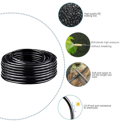 360° Curved Garden Automatic Irrigation System, 49.21Ft Bendable Garden Irrigation System, Adjustable Atomizing Copper Nozzle for Watering System for Garden Plants Lawn (16.4Ft Hose + 5 Nozzles)