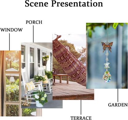 Suncatcher with Crystals,Colorful Crystal Butterfly Rhinestones Suncatcher Window Hanging,Crystal Prism Hanging Ornament,Rainbow Maker Decoration for Home, Garden, Wedding, Party & Christmas