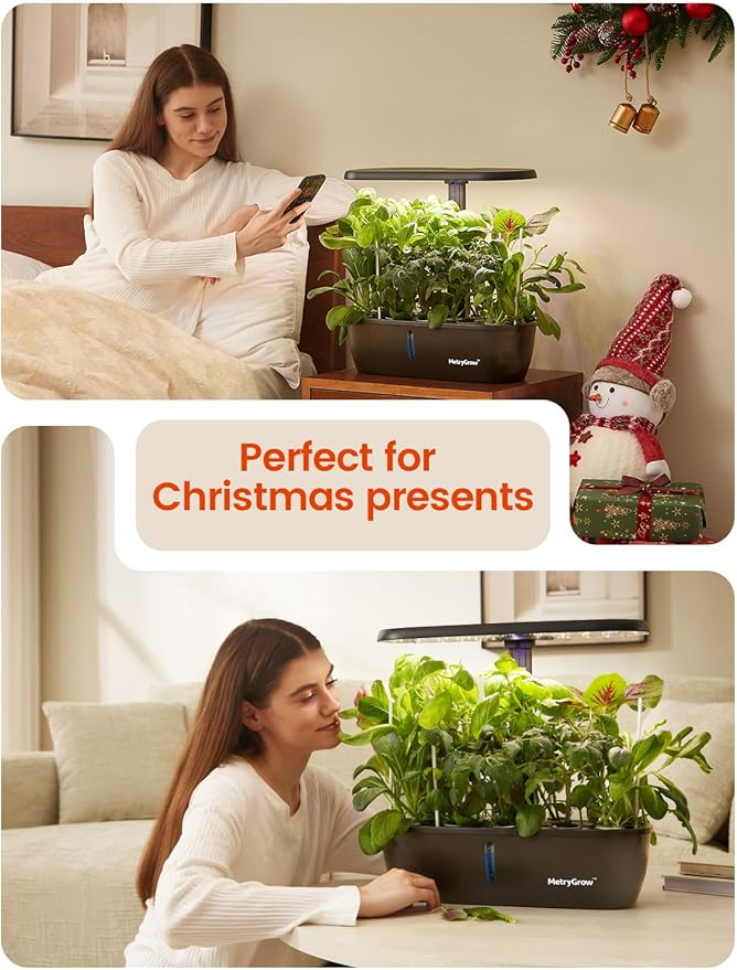 MG-15 Hydrophonic Growing System Kits, Smart Indoor Garden with 24W Grow LED Light Full Spectrum, 15 Pods Herb Garden Planter Indoor Gardening for Gifts, Kitchen