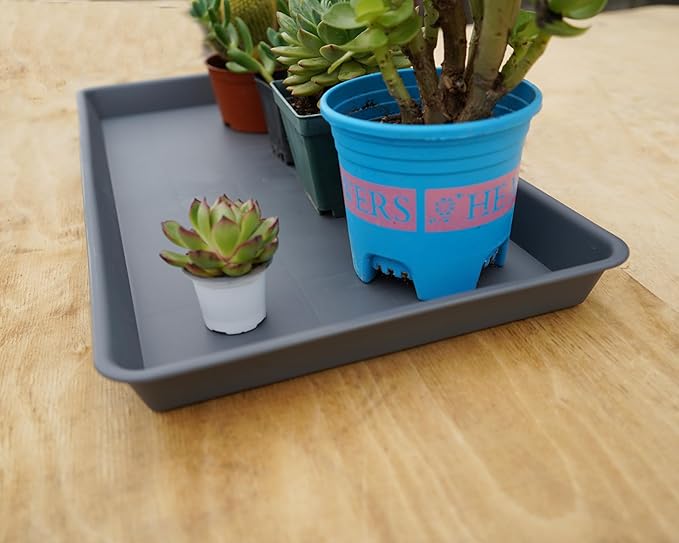 Rectangle Plant Tray, Plant Drip Tray, Plant Pot Saucers, Plant Germination Trays, Plant Saucers, 14.5'' x 11'' x 1.5'' (2 pack), Gray