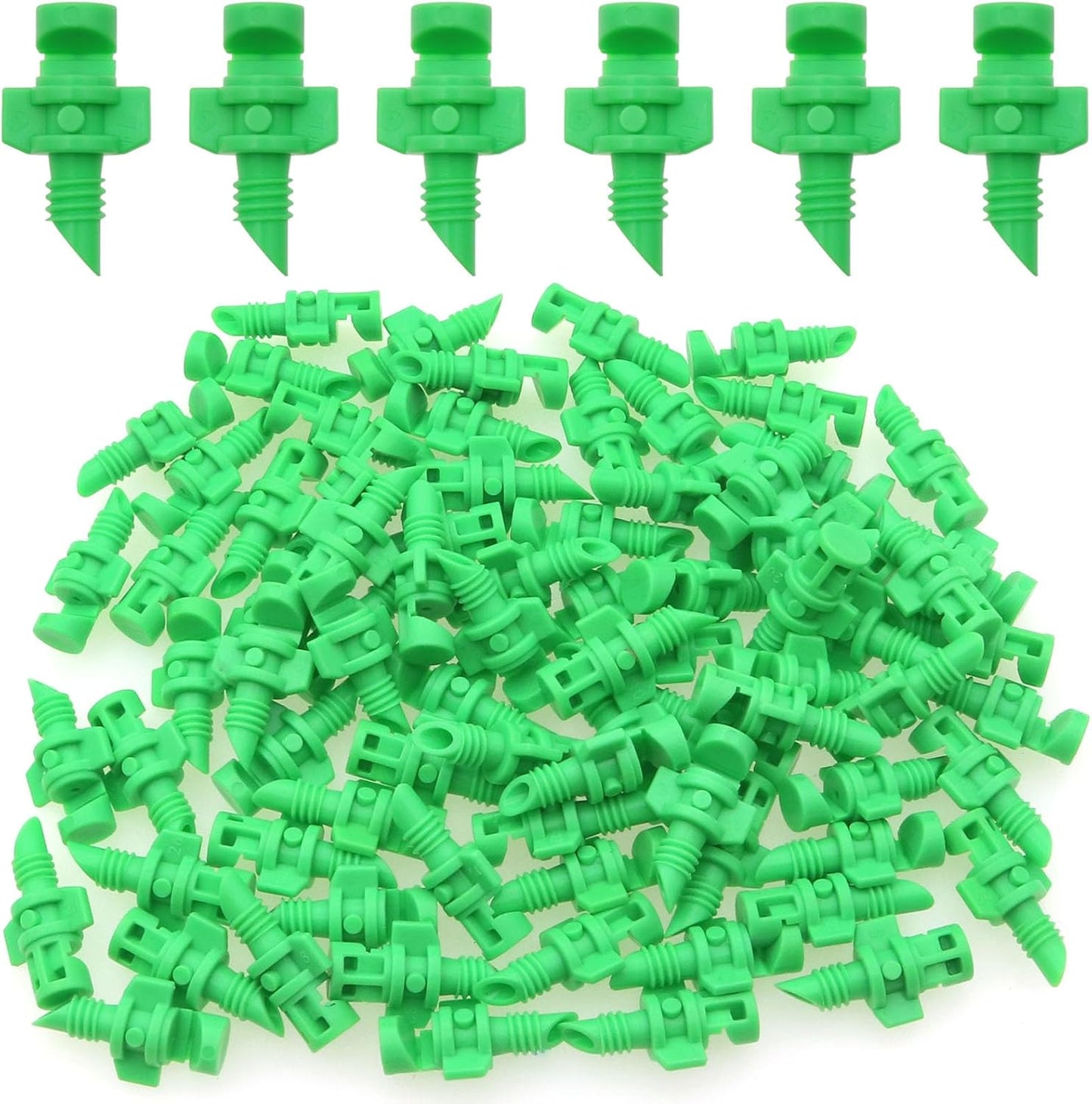 100PCS Drip Irrigation Emitters Micro Sprinkler Heads Micro Garden Lawn Water Spray Misting Nozzle Sprinkler Irrigation for Plant Irrigation Systems (Green 180°)