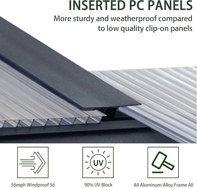 Greenhouses for Outdoors, 8x20 FT Polycarbonate Greenhouses with 4 Adjustable Roof Vents, Walk-in Aluminum Frame Green Houses for Outside with Sliding Doors, Windproof, Graden(8x20FT)