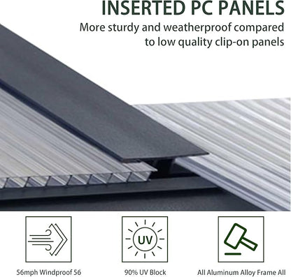 Greenhouses for Outdoors, 8x20 FT Polycarbonate Greenhouses with 4 Adjustable Roof Vents, Walk-in Aluminum Frame Green Houses for Outside with Sliding Doors, Windproof, Graden(8x20FT)