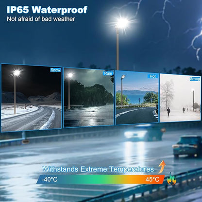 240W LED Parking Lot Lights Outdoor, Super Bright 36000LM 5000K Parking Light with Dusk-to-Dawn 180°Adjustable Slip Fit Mount IP65 Commercial Security Street Area Lighting Heavy-Duty 100-277V
