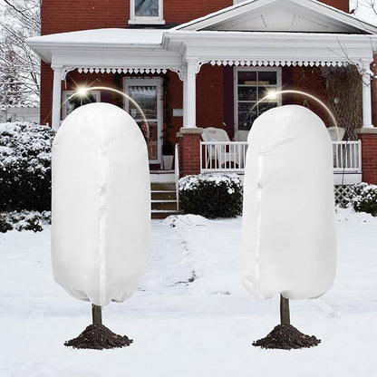 3PCS Plant Covers Freeze Protection, 47" X 31.5" Round Top Winter Zipper Plant Covers with Drawstring, Plant Protection Cover Bags, Frost Blankets Frost Cloth for Fruit Tree Potted Plants