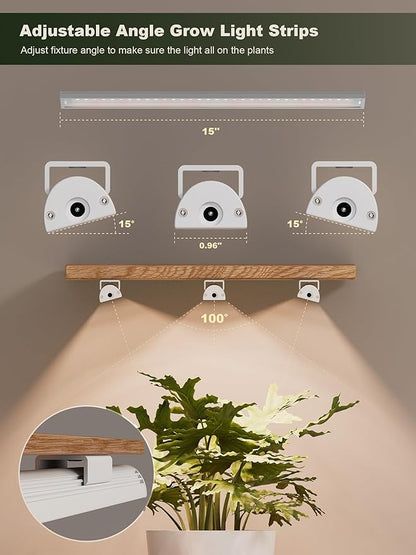 GLOWRIUM Smart Grow Lights for Indoor Plants with APP, 15" Full Spectrum Grow Light Strips, G6 Plant Light Strip with auto Timer, 3 Angle dimming Levels for Plant Shelf,2-Pack (White, 16W)