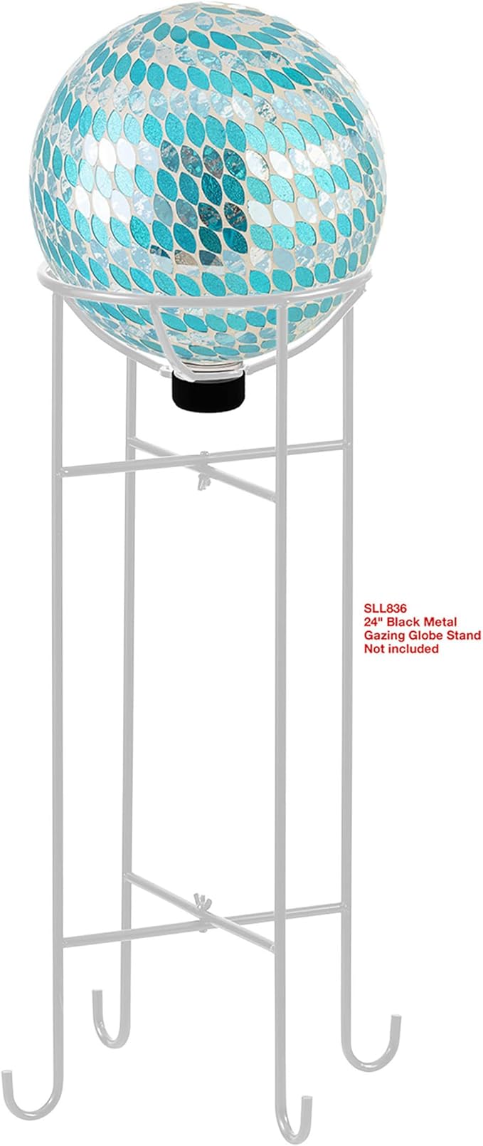 Alpine Corporation 10" Diameter Indoor/Outdoor Glass Mosaic Gazing Globe Yard Decoration, Blue Mosaic Petals Design