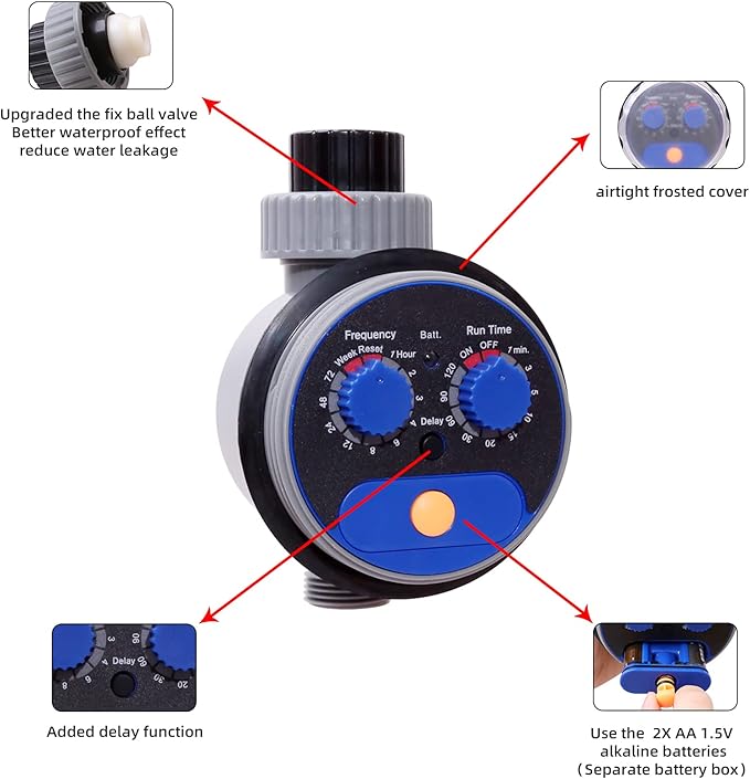 Sprinkler Water Timer Programmable Garden Zero Pressure Waterproof Irrigation Controller Hose Timer for Outdoor Lawns & Garden Blue