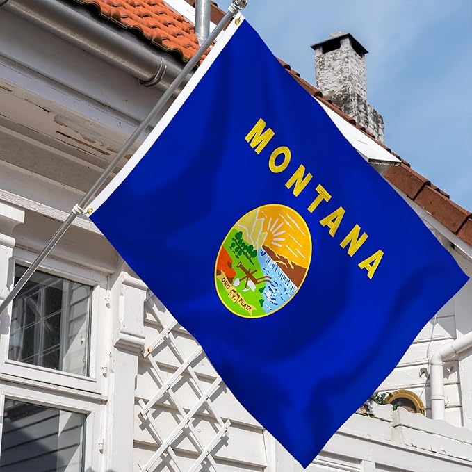 XIFAN Premium Montana State Flag 3x5 ft Outdoor, Double Sided Embroidered Image, Heavy Duty 210D Nylon MT Flags, the Strongest Longest Lasting for Outside with Sewn Stripes/Brass Grommets