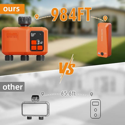 Smart WiFi Sprinkler Timer 3 Zone,WiFi Water Timer for Garden Hose with 984 FT Range,APP & Remote Control,Alexa & Google Voice Compatible,Rain Delay, Manual Mode Sprinkler System