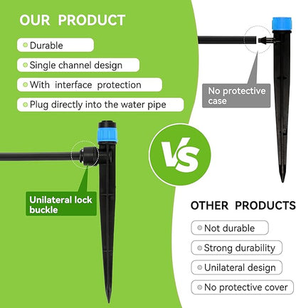 20PCS Drip Emitters for 1/4" Drip Irrigation Tubing, Drip Irrigation Emitters with Stake Adjustable 360 Degree Water Flow Drippers Garden Irrigation Drippers for Garden Patio Lawn Flower Bed