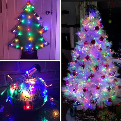 Cool White to Multicolor Color Changing 100 LED 33FT Christmas String Lights for Outdoor Indoor, 11 Modes Christmas Tree Clear Wire Fairy Waterproof Lights with Memory Function & Remote & Timer