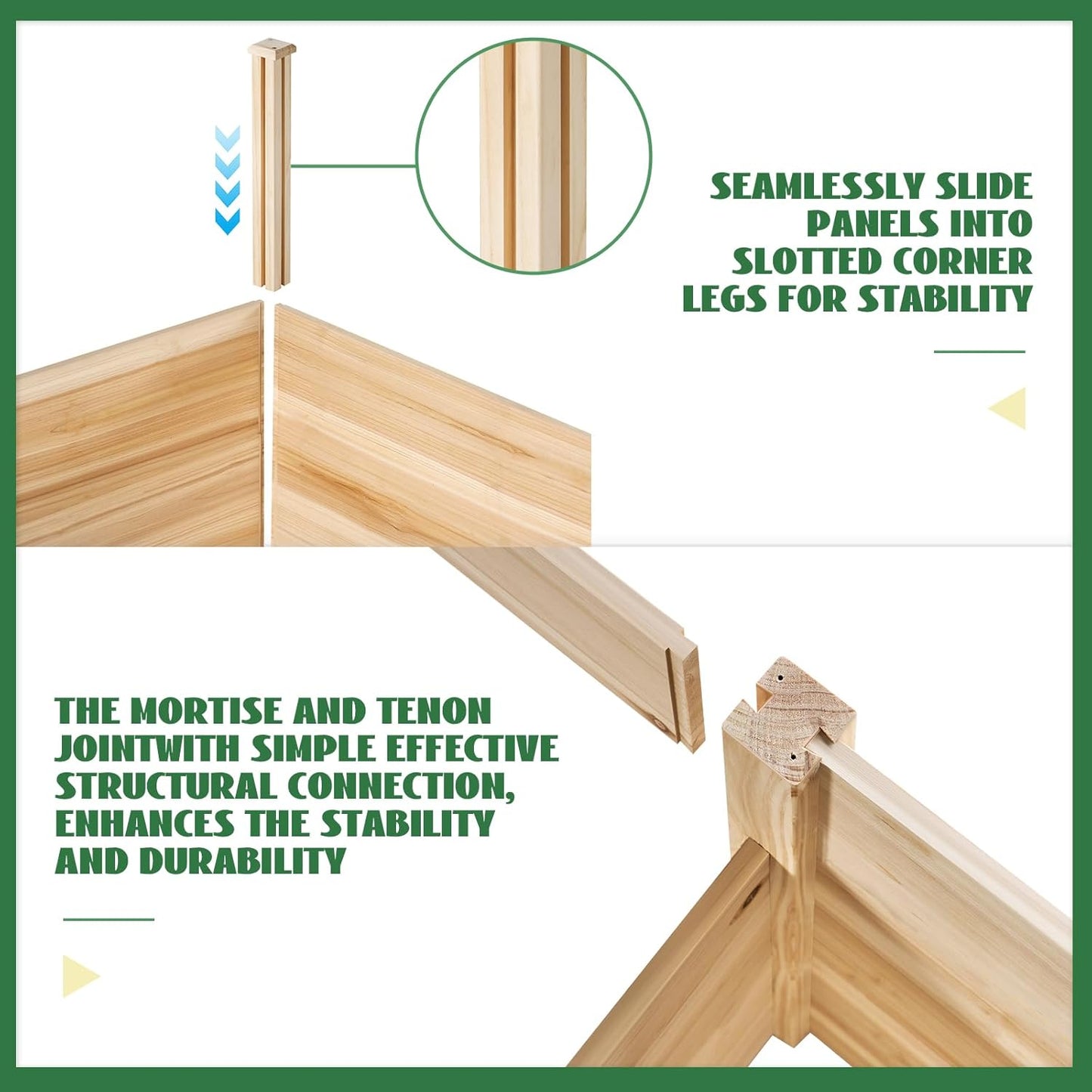 Jocisland H-Shaped Raised Garden Bed, 12x12x2 ft, 180 cu. ft Capacity, Double-Layer Wooden Planter Box for Outdoor Patio Garden