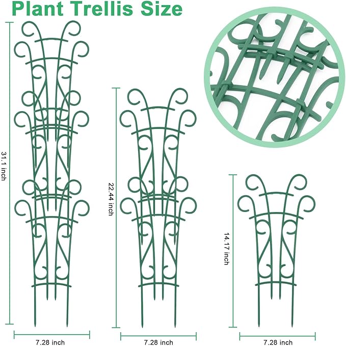 Plant Trellis for Potted Plants 4 Pack Stackable Indoor Outdoor Climbing Houseplant Support with Garden Wire for Pothos Hoya Ivy Flower