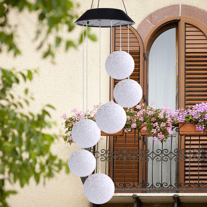 Solar Wind Chime Outside Color Changing Ball Wind Chimes, LED Mobile Solar Lamp for Mom Grandma Waterproof Outdoor Lights for Garden Patio Party Yard Window Decorations