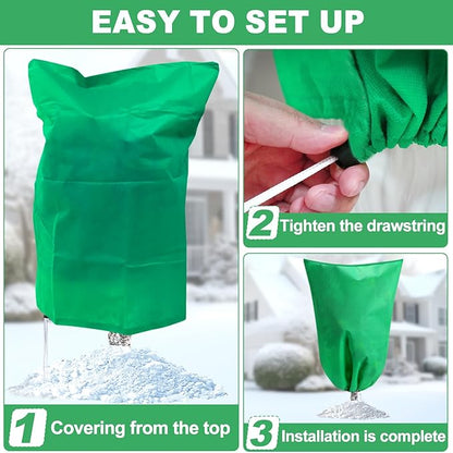 3 Pack Winter Plant Covers Freeze Protection, 19.6" x 39.3" Frost Blankets for Outdoor Plants with Drawstring, Tree Covers Bags Shrub Covers for Winter Cold Weather, Rose Bush Cover for Winter