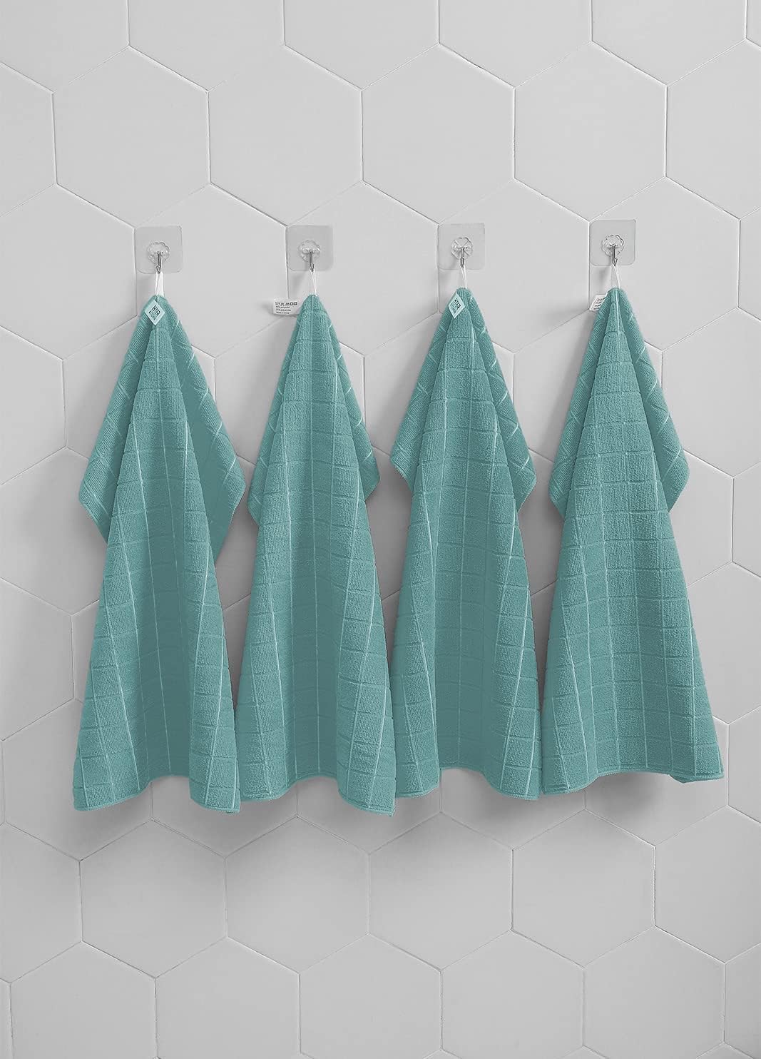 Microfiber Dish Towels - Soft, Super Absorbent and Lint Free Kitchen Towels - 8 Pack (Lattice Designed Lake Blue Colors) - 26 x 18 Inch