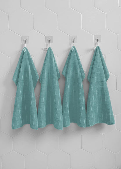 Microfiber Dish Towels - Soft, Super Absorbent and Lint Free Kitchen Towels - 8 Pack (Lattice Designed Lake Blue Colors) - 26 x 18 Inch