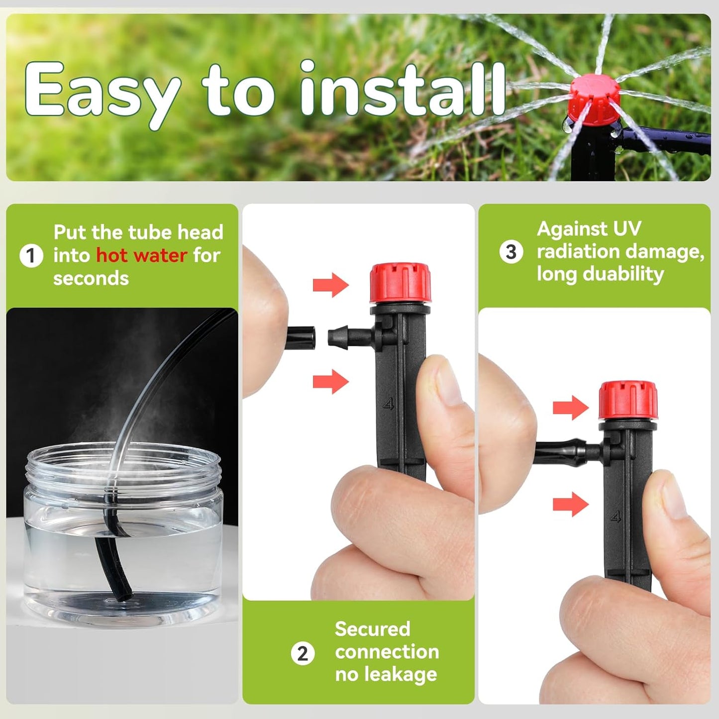 100pcs Drip Irrigation Emitters for 1/4" Drip Irrigation Tubing,Adjustable 360 Degree Water Flow Drippers on 5" Arrow Stake, Garden Irrigation Drippers for (4-7mm) Watering System Kit