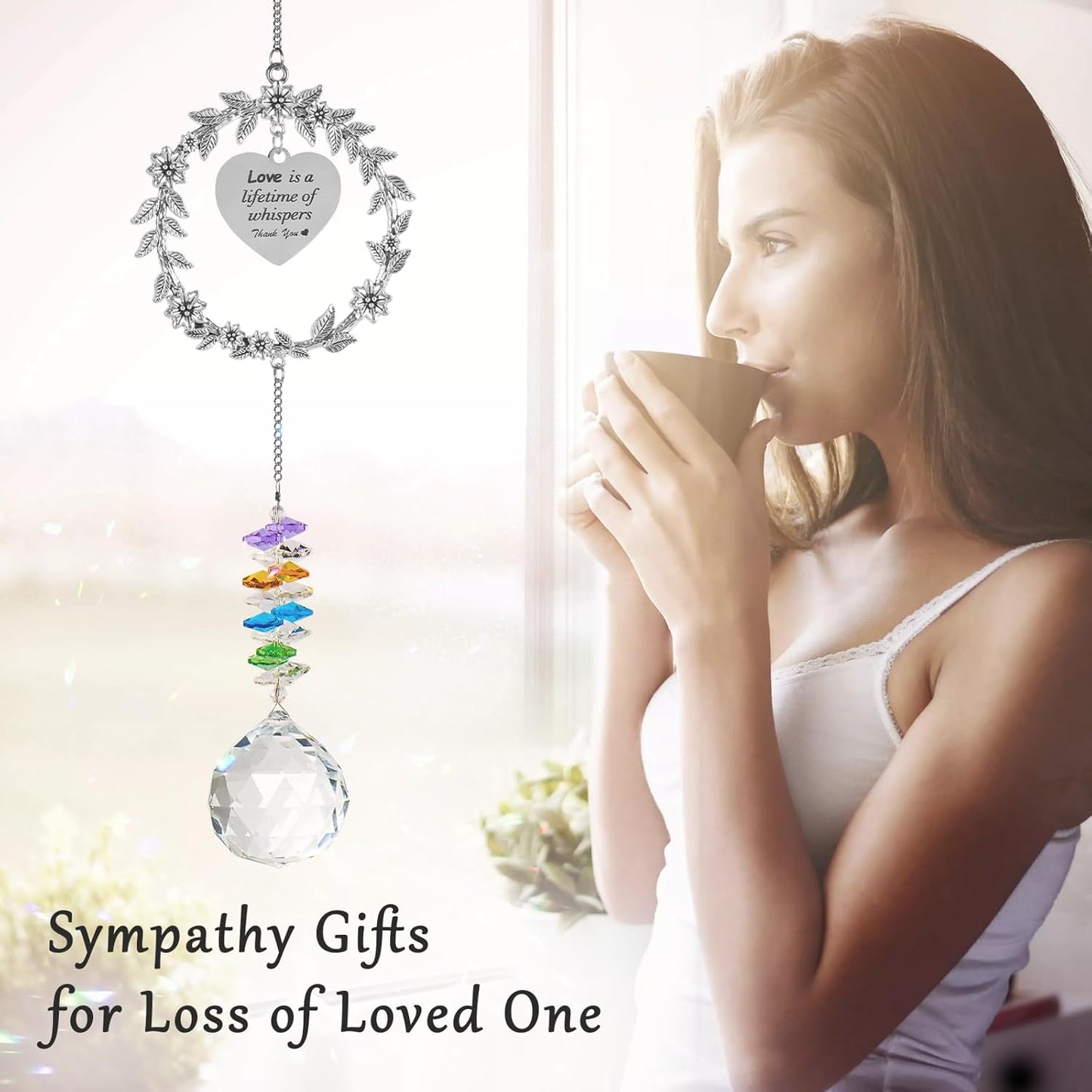 Memorial Gifts for Loss of Loved One,Clear Crystal Ball Grief Suncatcher,Rainbow Sympathy Bereavement Gifts,Idea for Loss of Mom Dad Baby Brother Friend Pet