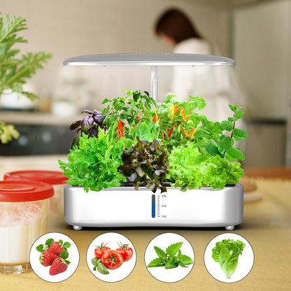 Hydroponics Growing System Kit - 12 Pods Indoor Herb Garden with LED Grow Light, Auto Timer, Adjustable Height up to 17" - Ideal for Home, Birthday & Mother's Day Gifts for Women (White)