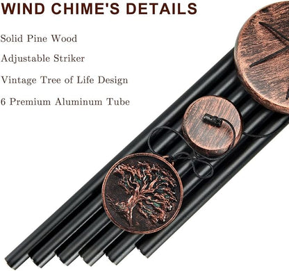Wind Chimes for Outside, Vintage Tree of Life Deep Tone Wind Chime Outdoor Clearance, Memorial/Festivals/Birthday Gift for Mom Dad Women Grandma, Garden Porch Patio Decor (32" Tree of Life)
