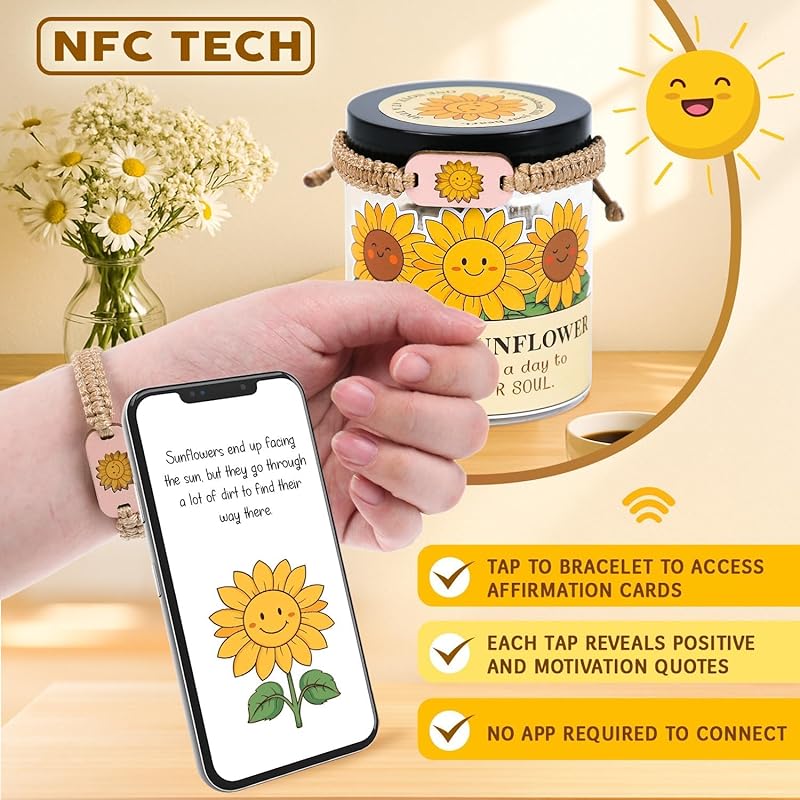 60 Positive Sunflower Cards Jar, Affirmation Cards For Women, Emotional Support Sunflowers, Sunflower Gifts For Women, Mom, Sunflower Gifts, Sunflower Themed Gift