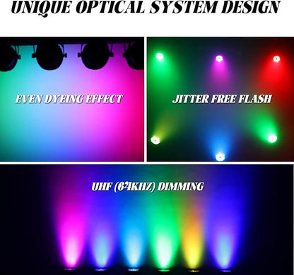 Outdoor Waterproof LED Par Lights 18x18W RGBWA UV 6in1 LED Light DMX Control Stage Light DJ Equipment Disco Lighting for Party, Club, Bar, Wedding, Halloween Decorations