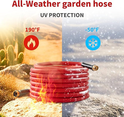 Garden Hose 200ft x 3/4” Hot Water Hose, Heavy Duty -50°F to 190°F,Burst 600Psi Flexible Upgraded Rubber Hoses,3/4” Solid Fittings for All-weather Outdoor Lawn & Garden