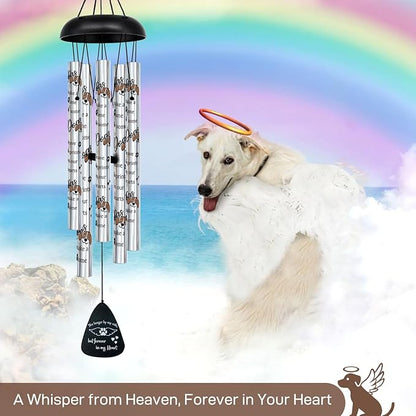 ASTARIN 33" Pet Memorial Wind Chime, Memorial Wind Chimes for Loss of Dog, Paw Print Sympathy Gifts for Loss of Dog, Angle Wings Bereavement Gift Wind Chime for Outside Indoor
