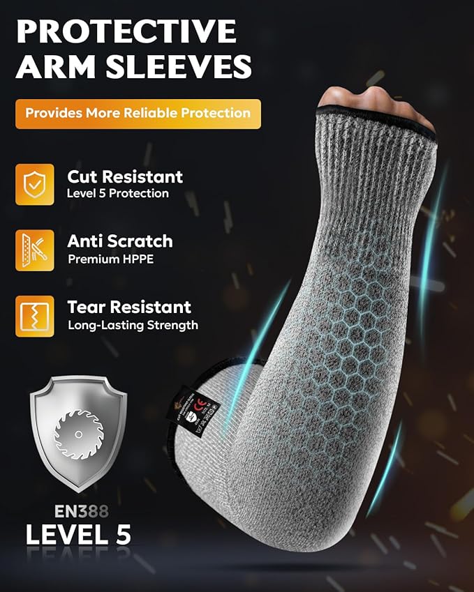 Evridwear Protective Arm Sleeves Cut Resistant Farmers Sleeves for Men Work, Gardening, Farming, Arm Protectors for Thin Skin and Bruising (Extra Large, No Thumb Hole)