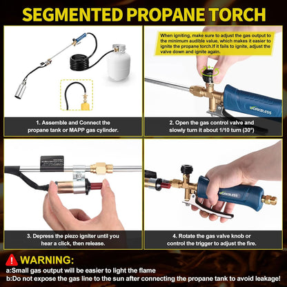 Propane Torch Weed Burner, Weed Torch with 10FT Hose, High Output 1,800,000 BTU Flame Thrower Kit with Flame Control and Adapter(Blue)