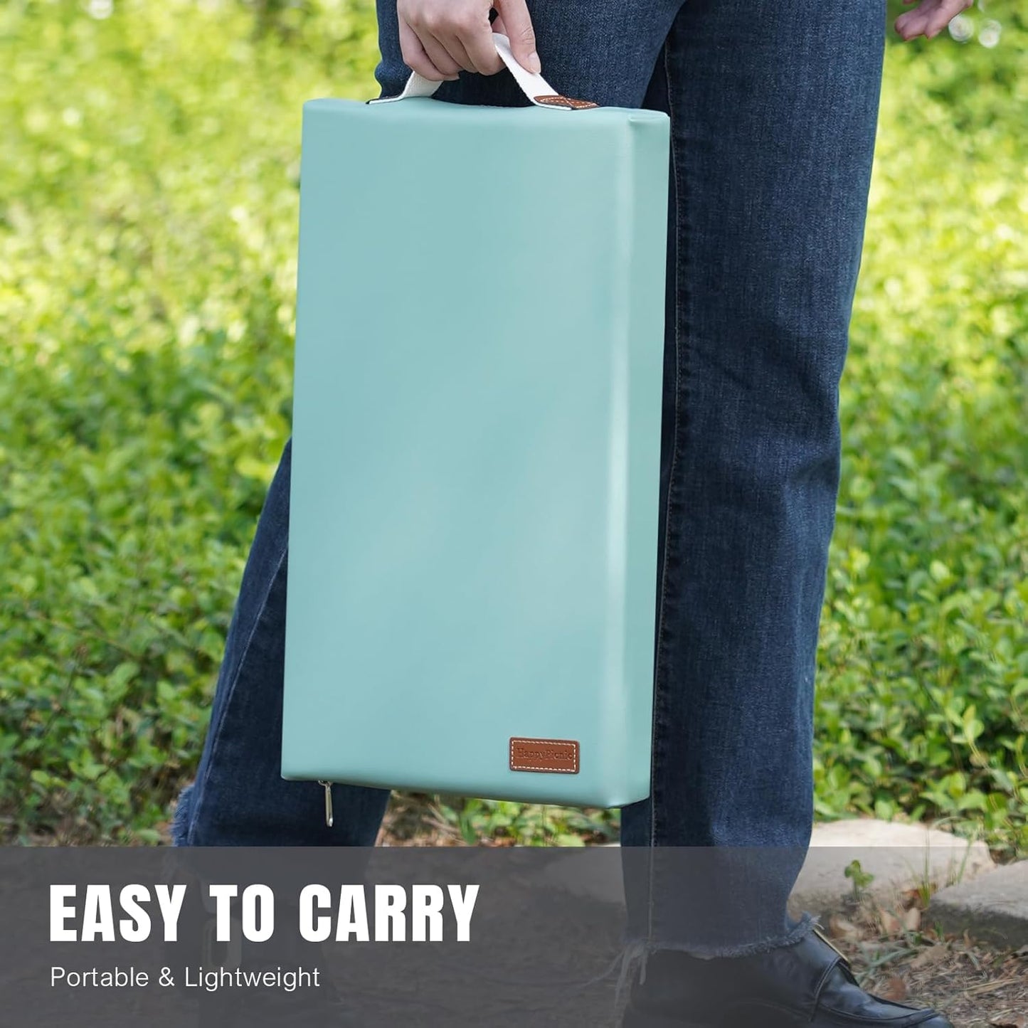 HappyPicnic Waterproof Garden Kneeling Pad - 2" Thick Soft Foam Kneeling Mat for Gardeners with Handle & Removable Cover, Knee Support for Bathing, Sage