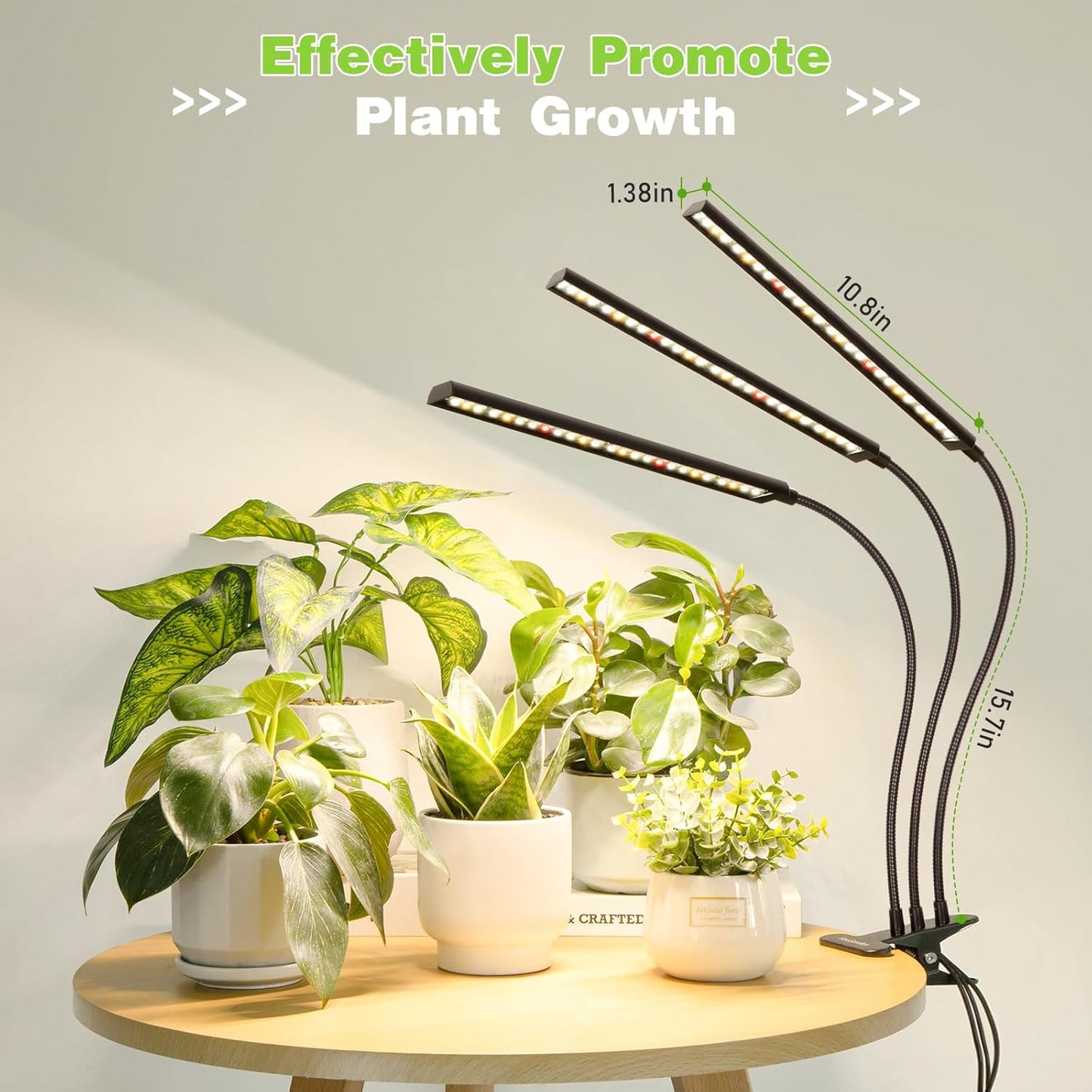 FOXGARDEN Grow Lights Full Spectrum, Tri-Head Plant Lights for Indoor Growing with Flexible Gooseneck, 156 LEDs Clip Grow Lamp with 4/8/12H Timer, 4 Brightness Levels, Ideal for Indoor Growth