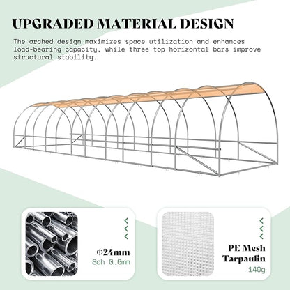 AMERLIFE 36x10x7 FT Large Walk-in Tunnel Greenhouses for Outdoors with Watering System 2 Zipper Doors, Heavy Duty Greenhouse Upgraded Galvanized Steel Frame 12 Windows, Green/White