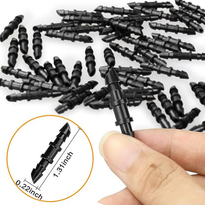 80 Pack Drip Irrigation 1/4” Barbed Coupling Fittings, Barbed Connectors Fits Universal 1/4-Inch Drip Tubing, Irrigation Coupler for Drip or Sprinkler System