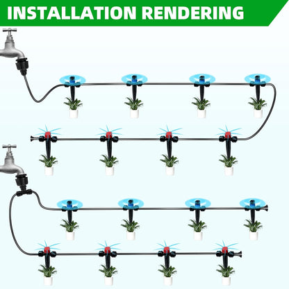 82FT Drip Irrigation System, 2025 Quick Connector Garden Irrigation System, Adjustable Nozzle, Garden Watering System with 1/4 '' Pipe, Garden, Vegetable, Greenhouse, Lawn Sprinkler