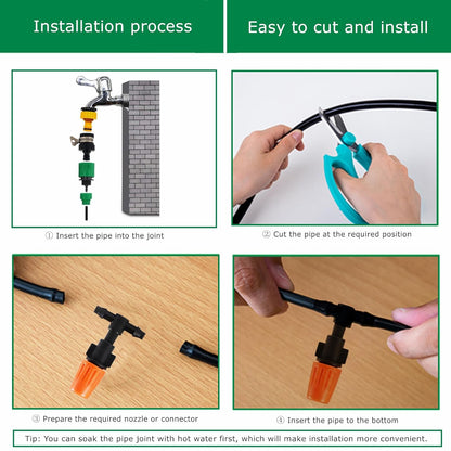 Three-Way Atomizing Nozzle 1/4 Inch, 50 Pcs Adjustable Micro Spray Emitters, Drip Irrigation Parts Accessories for Patio Lawn Greenhouse Vegetable Irrigation Supplies