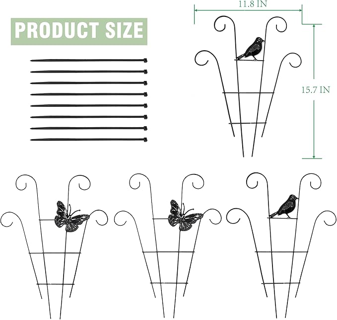 Indoor Plant Trellis for Climbing Plants Indoor Trellis Indoor Metal Trellis 4 Pack for Garden Plants Support Small House Plant Trellis for Vines, Flower