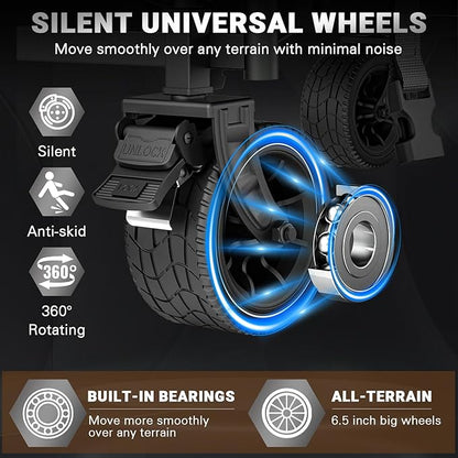 LEVELEVE Heavy Duty Folding Wagon - 2-in-1 Collapsible Cart, 400lb Capacity, All-Terrain Wheels w/Brakes & Side Pockets (Brown)