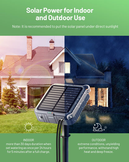 Solar Automatic Drip Irrigation System, Harness Sunshine or External Power for Indoor and Outdoor Use, Rain or Shine! Anti-Siphoning, Supports Up to 15 Potted Plants, User-Friendly Design. (Gray-1pcs)
