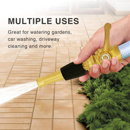 Brass Hose Nozzle Cyprium 4" Heavy Duty Water Hose Nozzle with Rubber Grip High Pressure Brass Nozzle for Garden Hose Cleaning Car Watering Flowers Cleaning Ground 2 PCs