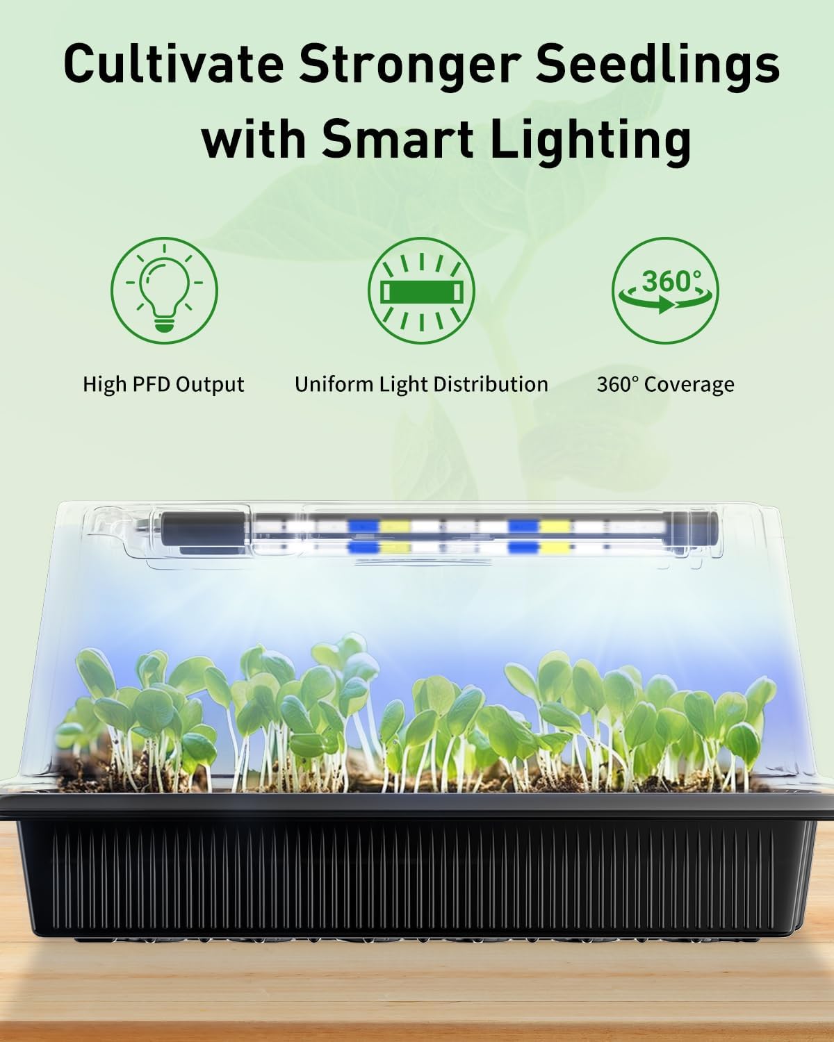 Pawfly Seed Starter Trays, 2 Pack 80 Cells Seed Starter Kit with Adjustable Grow Light Bars & 3.5" Humidity Domes, Seeding Tray with Lids, Reusable Plant Germination Trays for Seed Starting