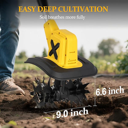 Cordless Electric Tiller, 270RPM High Speed Cordless Tiller, with 2 * 4.0Ah /21V Batteries & Charger, 9In Tilling Width and 6.6In Depth Garden Rototiller for Lawn/Gardening/Soil Cultivation