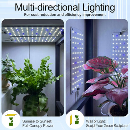 DOMMIA Grow Light, 20W Ultra-Thin Panel Grow Lights for Indoor Plants, High PPFD Full Spectrum, Dimmable, 6/12/16H Timer Auto on/Off, Suitable for Indoor Growing, Warm White 1-Pack