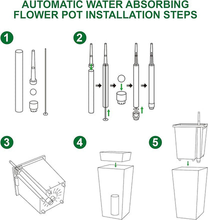 GarveeLife 30" Tall Planters Set of 2, Outdoor&Indoor Black Planter Pots, High Front Porch Planter Pots with Drainage Holes&Water Level Monitor Movable Wheels &Inner Bucket, Automatic Watering, White