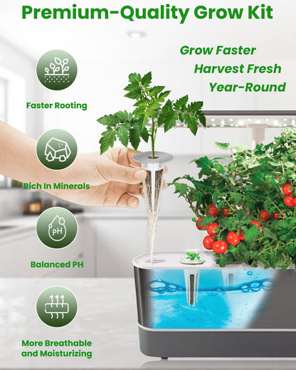 inbloom Grow Anything Seed Pod Kit for AeroGarden, Ahopegarden, GARDENCUBE, iDoo, MUFGA Hydroponic Growing System, 68 Pcs Indoor Garden Supply with 30 Grow Sponges, 12 Baskets, 12 Domes and 12 Labels