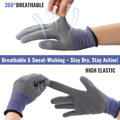 Gardening Gloves for Men, 3 Pairs Garden Gloves with Rubber Coating – for Weeding, Digging, Raking, Pruning Breathable Working Gloves（Medium/8）