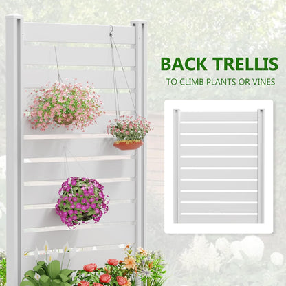 Casaphoria Raised Garden Bed with Trellis, 71"x35"x24" Planter Box with Open Bottom for Gardening Vegetables & Vines and Climbing Plants, White